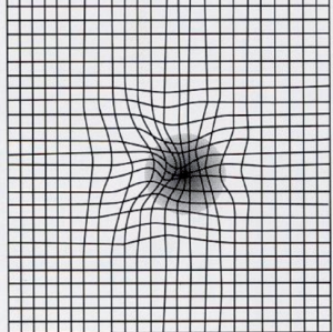 Simulation : perception de métamorphopsies et d'un scotome central